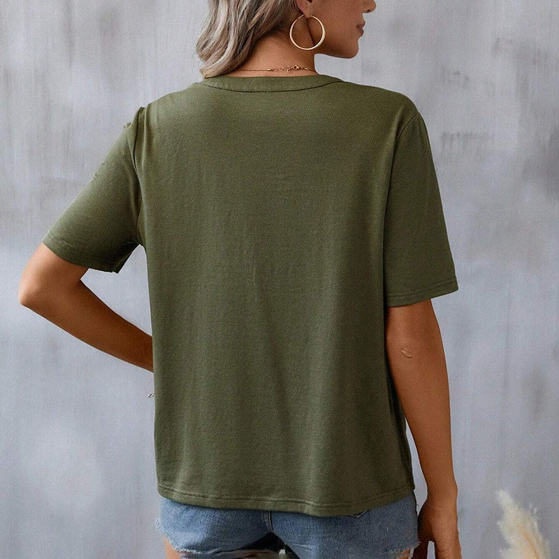 Women's Elegant V-Neck Floral Embroidery Lace Trim Short Sleeve Blouse Summer Casual Top